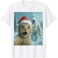 thumbnail image 1 of Funny Cat Santa Hat Yeti Christmas Snow Meme Cool Selfie Camiseta, 1 of 2