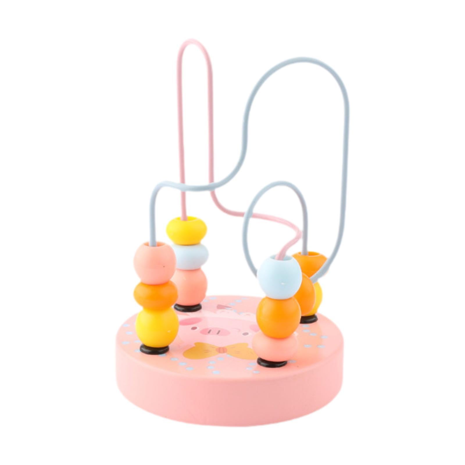 Siruishop Jouet Labyrinthe de Perles Perception des Couleurs Jouets Éducatifs Ronds pour Enfants Rose