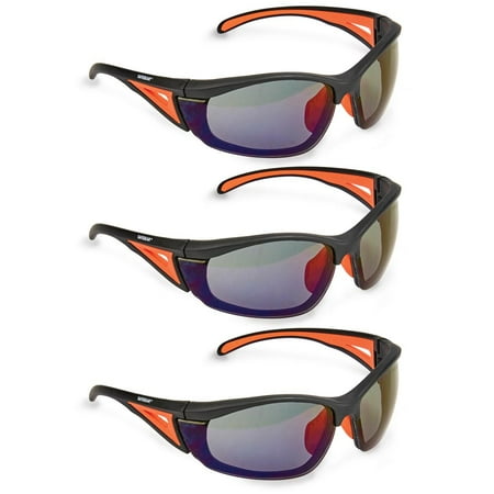 

SAFEGEAR Black Mirror Safety Glasses 3-pk. - Anti-Scratch Safety Glasses for Men & Women Black & Orange Frame - ANSI Z87.1 Compliant