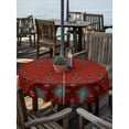 thumbnail image 2 of Outdoor Tablecloths with Umbrella Hole & Zipper, Red Boho Round Tablecloths 60 Inch, Vintage Ethnic Tribe Abstract Art Retro Waterproof Table Cloth, Patio/Pool/Picnic Table Covers, 2 of 8