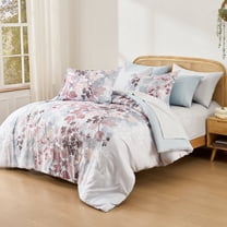 Regency Heights Full Size Comforter Sets, Blush Bed in a Bag Full, Botanical Bedding Comforter Set with Bed Sheets and Side Pockets, 9 Pieces