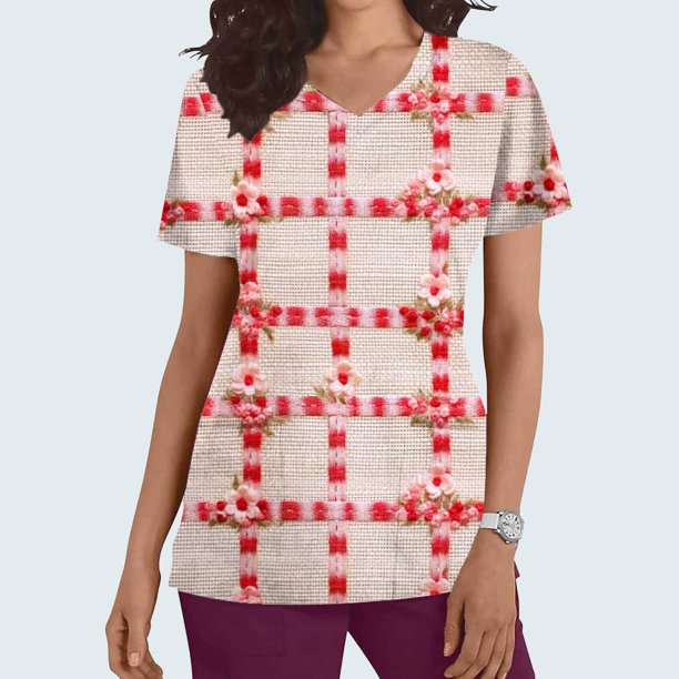Fiudx Ofertas Flash Artículos En Oferta Blusa de Lactancia con Bolsillos y Manga Corta con Cuello En V y Estampado En Barbacoa para Mujer