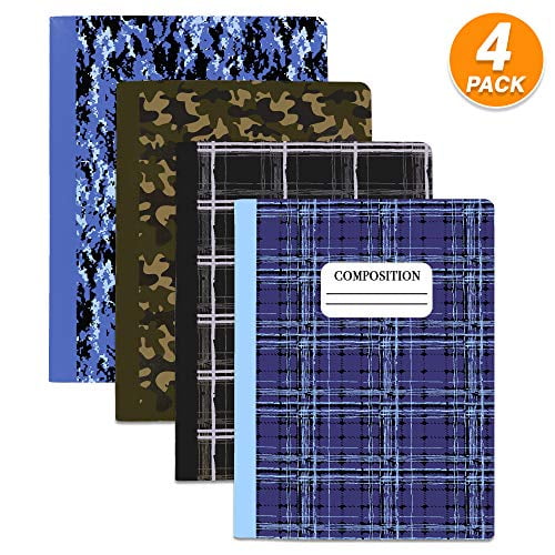 Emraw Legacy Style Cover Composition Notebook Wide Ruled Paper Journal Hard Cover 80 sheet Perfect for School, Office, Planning, Note Taking and More. (Pack of 4)