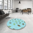 thumbnail image 3 of Ahgly Company Indoor Rectangle Patterned Tron Blue Area Rugs, 5' x 7', 3 of 6