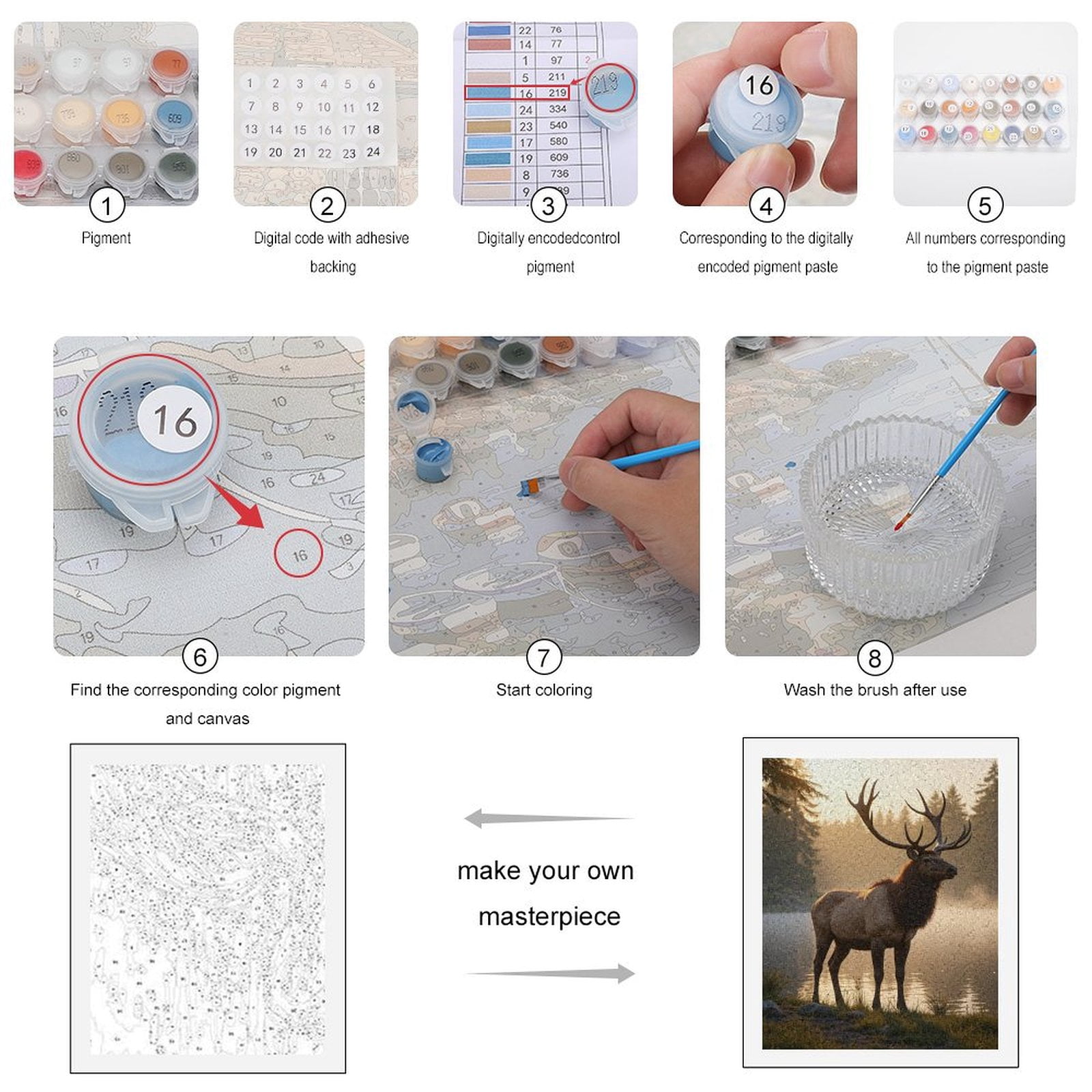 Paint by Numbers Kit for Adults, Majestic Elk Forest Sunrise Paint by Numbers, Easy Paint by Numbers Kit for Adults Beginner, DIY Adult Paint by Number Kits on Canvas, Home Decor