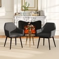 thumbnail image 2 of Patiojoy Upholstered Accent Chairs Set of 4 Comfy Dining Chairs w/Solid Rubber Wood Legs Dark, 2 of 9