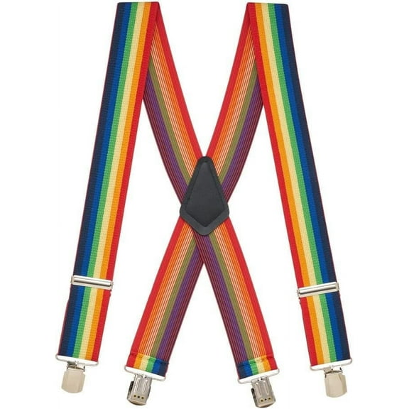 SuspenderStore Rainbow 2-Inch Wide Pin Clip Suspenders