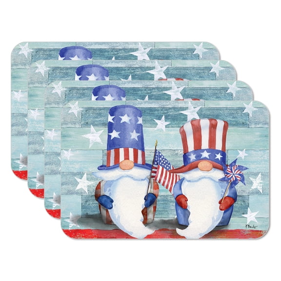 CounterArt "Patriotic Gnome" 4 Pack Flexible Plastic Tabletop Placemats