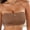 Brown, variant on Wireless Strapless Bra Seamless Mesh V Cutout Bandeau Padded Tube Top Comfortable Stretchy Lounge Bralette Everyday Basic Underwear Tops Brown L