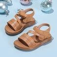 thumbnail image 2 of kpoplk Girls Strap Sandals Open Toe Outdoor Flats with Hook and Loop Kid Summer Shoes for Girls(Coffee,4), 2 of 7