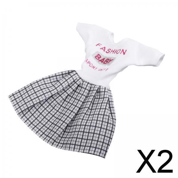 2xAdorable Mini Niña De 12 Pulgadas Traje Ropa Para Muñeca 1/6 Prendas A Juego Vestir Estilo 3 2 piezas