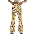 thumbnail image 2 of QATAINLAV Women's Flared Yoga Legging Pants High Waist Tight Hip Hugging Workout Pants Trendy Floral Printed Bell Bottom Trousers Yellow XXL Of Today, 2 of 5