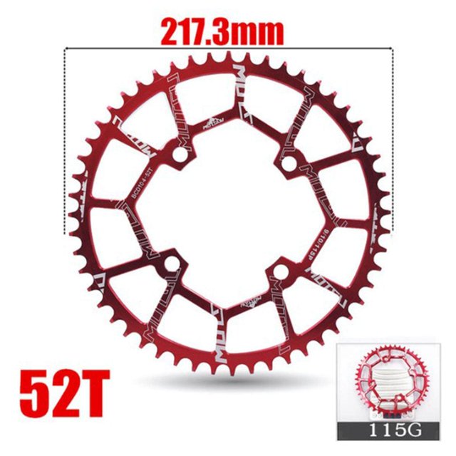 Langgg Vélo Plateau 104BCD Roue à Chaîne Vélo Anneau Guide Rond Chaîne Anneau Pièces Rouge 52T