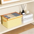 thumbnail image 4 of Caja de almacenamiento para ropa con tapa Organizador plegable de tela Contenedor de ropa blanca Beige gris 44x25x21cm para armario Armario Estantería Mantas Juguetes, 4 of 6