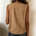 thumbnail image 6 of Womens Cotton Linen Tank Tops Crew Neck Side Button Loose Fit Blouses Casual Lightweight Summer Vacation Blouses, S, 6 of 6