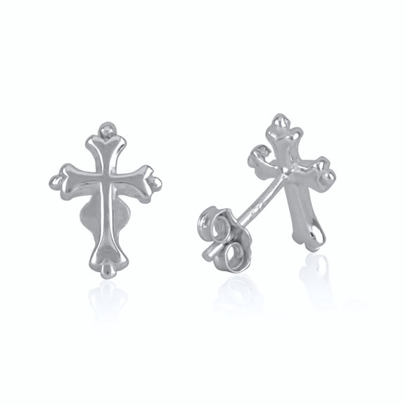 SilverCloseOut Traditional Cross, Sterling Silver, Christian Earrings