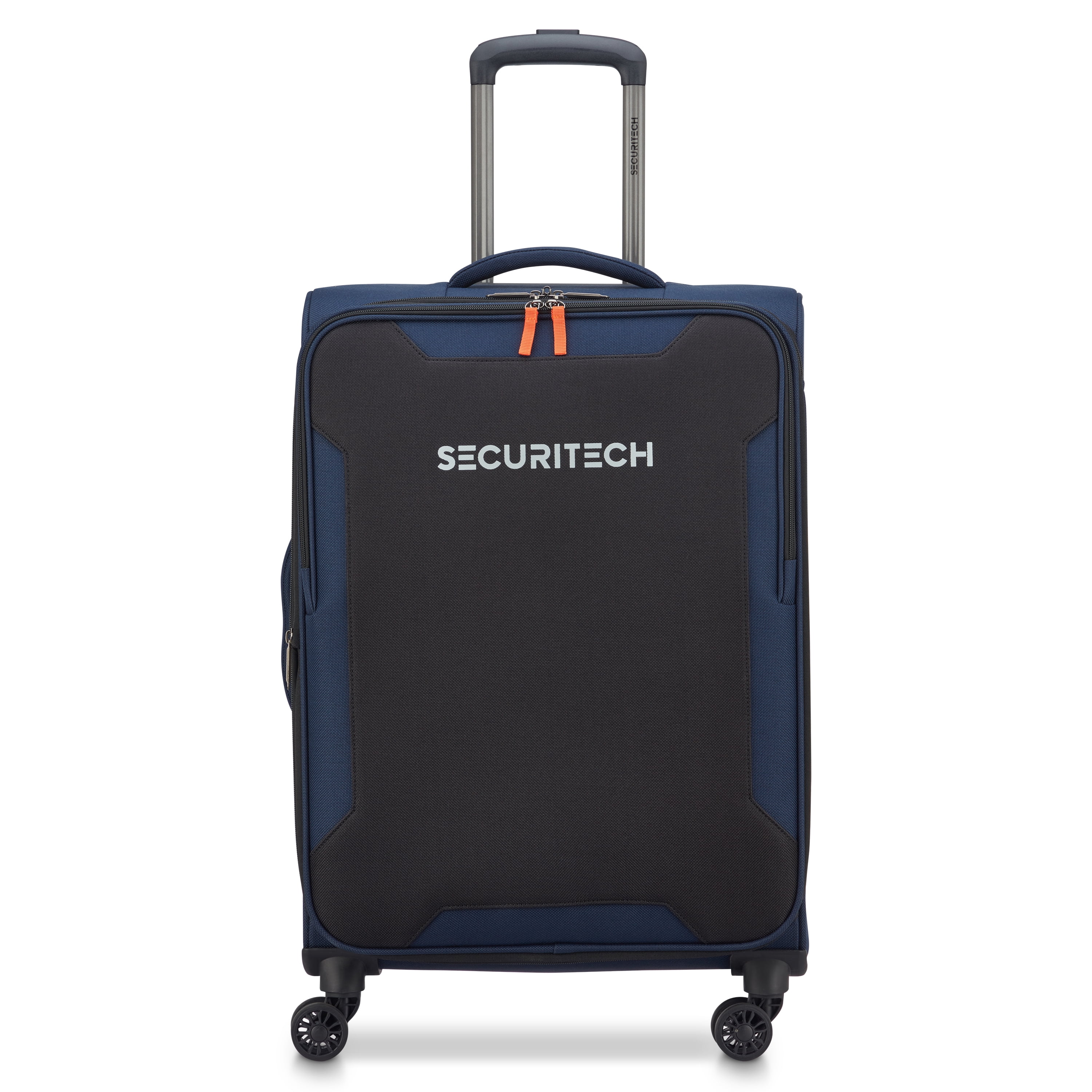 Securitech by Delsey, Rugged Softside 24" Checked Expandable Spinner Luggage, Navy