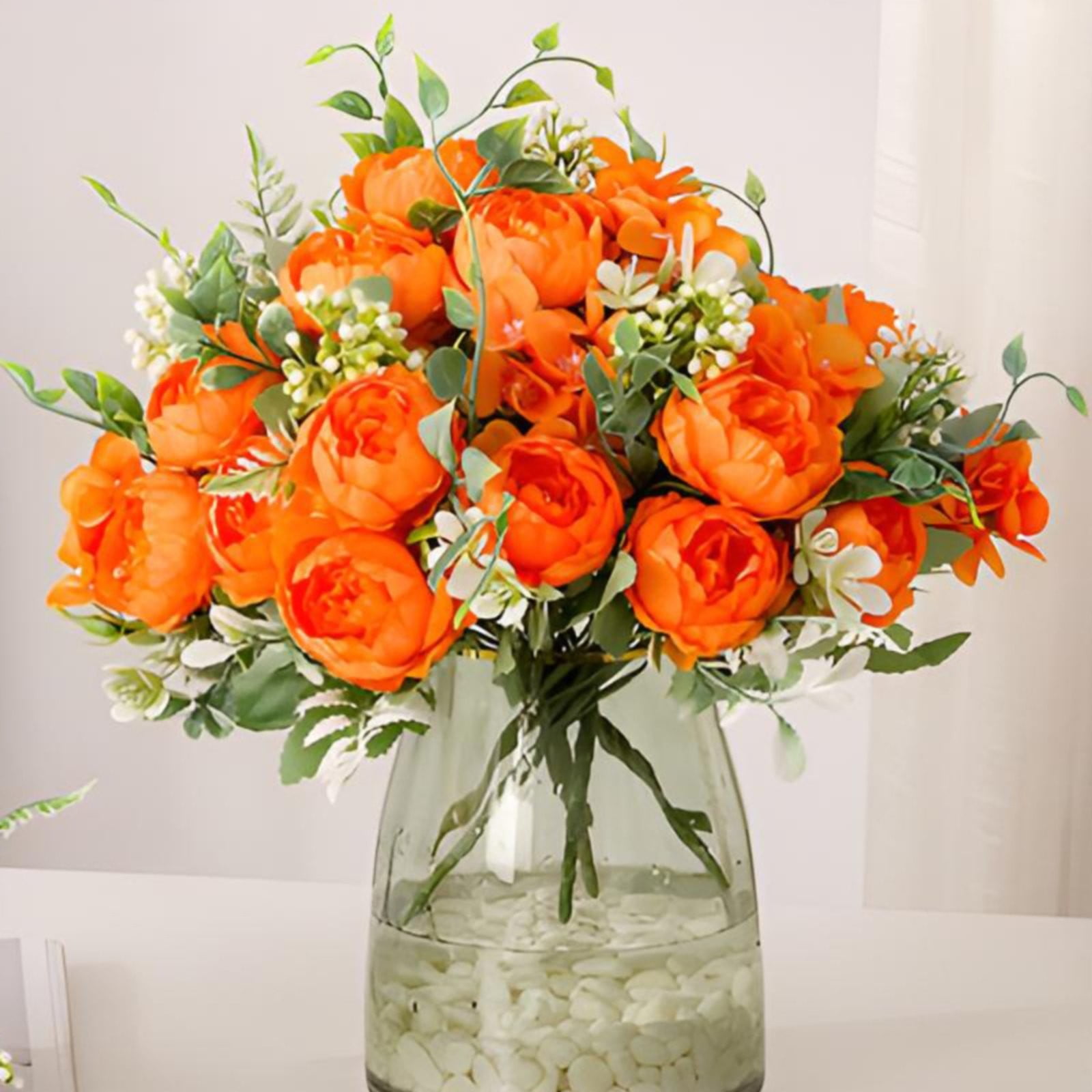 One Piece of Artificial Silk Peony Bouquet Clearance! Artificial Peony Combination Bouquet Flowers Arrangement Room Decor Wedding Centerpiece Orange
