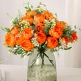 thumbnail image 4 of One Piece of Artificial Silk Peony Bouquet Clearance! Artificial Peony Combination Bouquet Flowers Arrangement Room Decor Wedding Centerpiece Orange, 4 of 6
