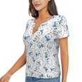 thumbnail image 2 of Wukai Scarf Bear Casual V-Neck Graphic Tees for Women: Lightweight and Breathable Summer Tops with Stylish Design-Small, 2 of 8