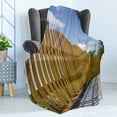thumbnail image 4 of Fence Soft Flannel Fleece Blanket, Wooden Fence on Residential Terrace Sunny Backyard Patio Tranquil View, Cozy Plush for Indoor and Outdoor Use, 60" x 80", Pale Coffee Violet Blue, by Ambesonne, 4 of 5