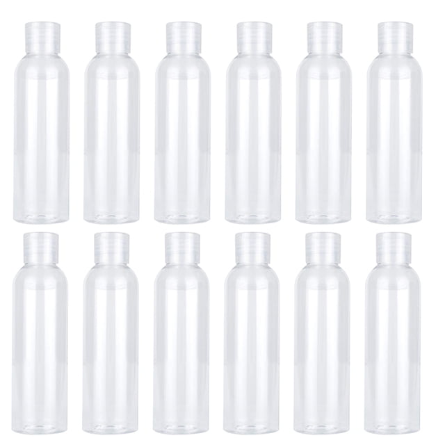 12 botellas vacías de plástico de 120 ml con champú, jabón corporal líquido