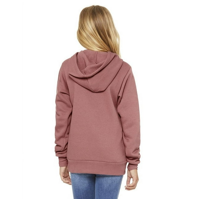 Bella Canvas Youth Sponge Fleece Pullover Hooded Sweatshirt, M, Mauve
