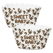 Inkdotpot Bottomless Cupcake Wrappers for Baby Shower, Jungle Adjustable Cup Cake Liners Party Supplies, Boy Girl Baby Shower Decorations - Pack of 30