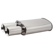 Vibrant StreetPower FLAT BLACK Oval Muffler with Dual 3in Outlet - 3in inlet I.D. main image 1
