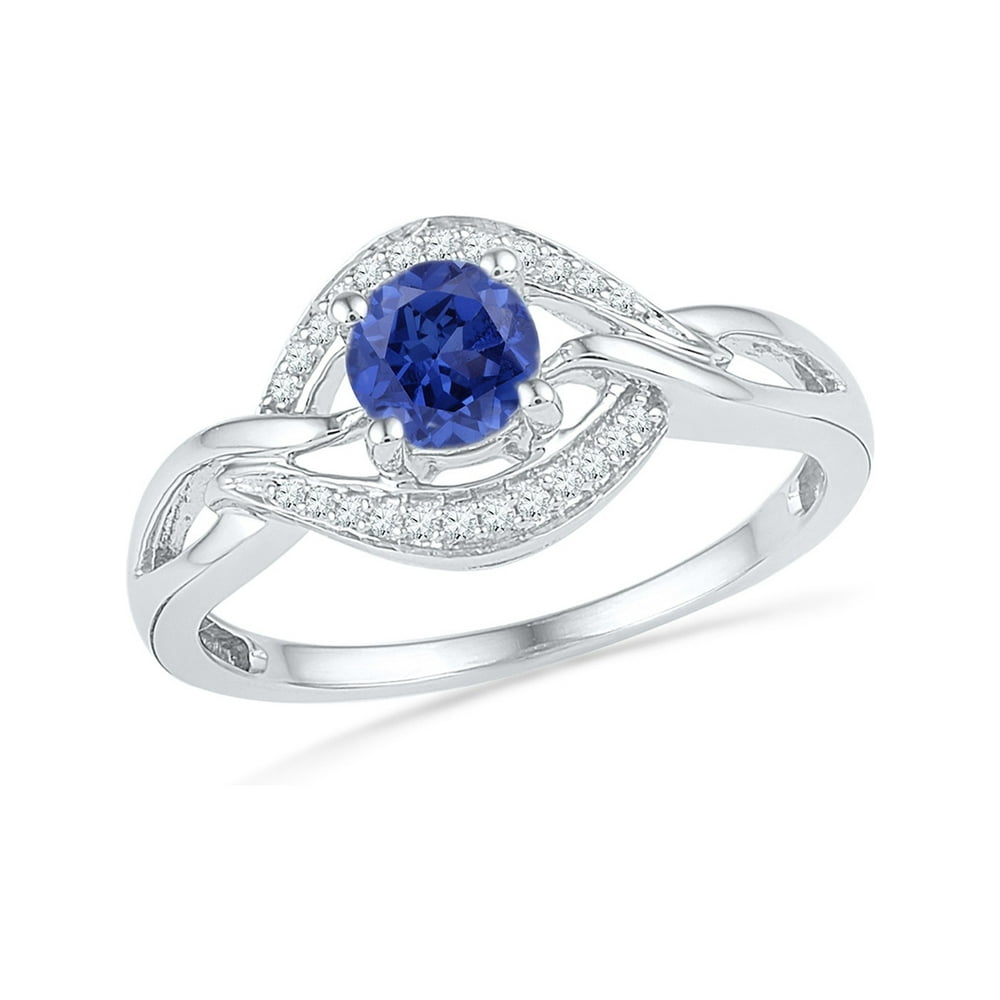 Gem And Harmony - Lab Created Blue Sapphire 1/2 Carat (Ctw) Ring in ...