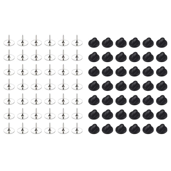 50 Set Tie Tack Blank Pins with Rubber Pin Backs Butterfly Clutch Backings