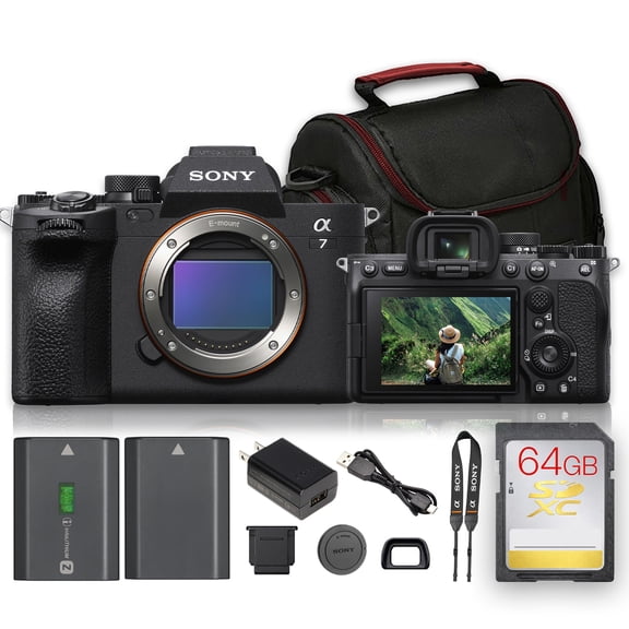 Sony a7 IV ILCE-7M4/B Mirrorless Camera Body | 33MP Full-Frame, 5-Axis IBIS, Real-Time AF, 4K Video | Extra Battery   64GB Memory Card   Bag