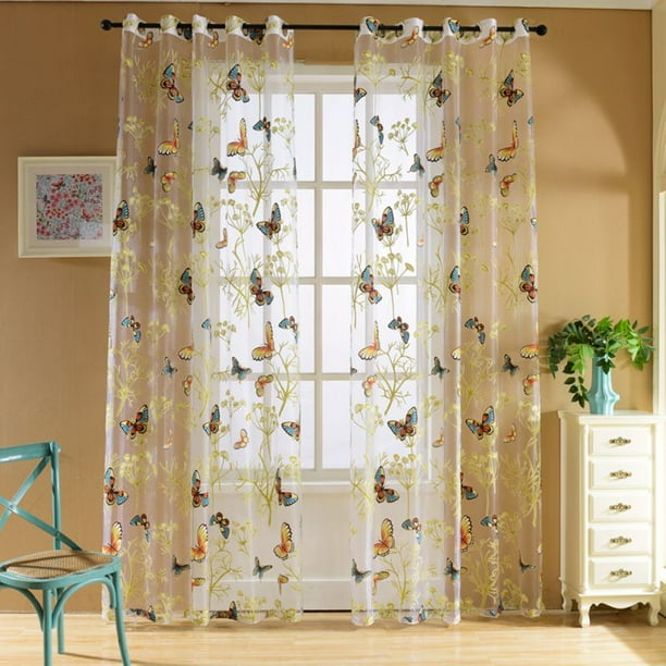 1 Panel High Grade Butterfly Printed Window Curtains For Living Room Bedding Room Walmart Com Walmart Com