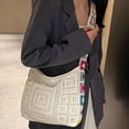 thumbnail image 4 of Spencer Crochet Bag Women Crochet Shoulder Bag Knitting Crossbody Handbag Floral Hollow Beach Tote Bag, Black, 4 of 9