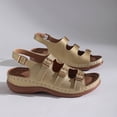 thumbnail image 4 of KEGIRLOM Women's Fashionable Casual Spring And Summer Versatile Plus Size Beach Wedge Sandals Solid Color Round Toe Soft Sole Sandals Gold 6, 4 of 9