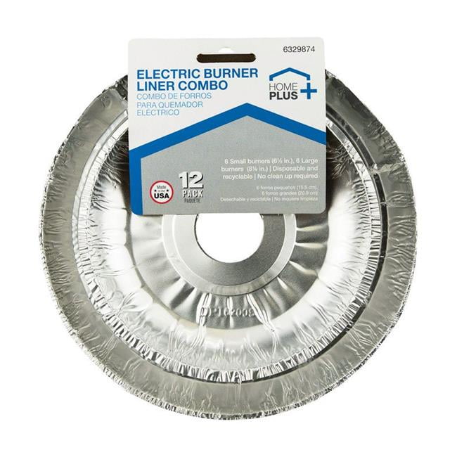 Home Plus 6329874 Durable Foil Electric Burner Liner, Silver Pack of 12 12 per Pack