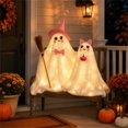 thumbnail image 4 of 2Pack Light Up Plush Ghost Halloween Decorations | Large LED Standing Spooky Cute Ghost for Indoor Outdoor Front Door Porch Yard Garden Home Party Accent(A+B), 4 of 9