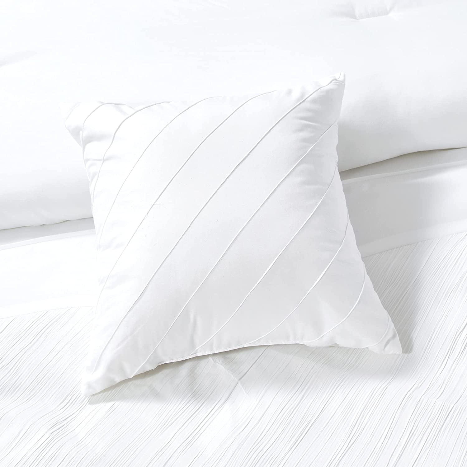 Chezmoi Collection Sara 7-Piece Textured Geometric Stripe Embroidery Comforter Set