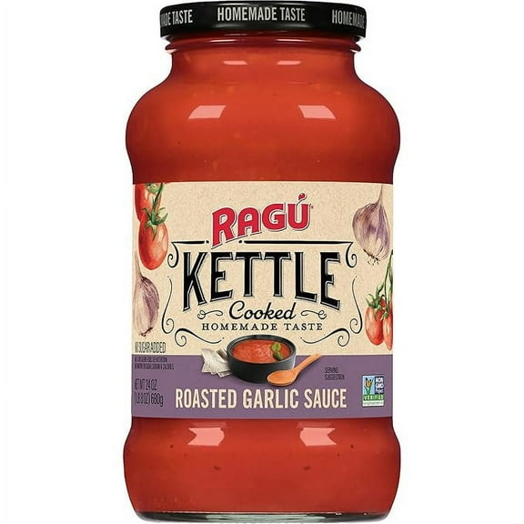 Ragu Kettle Cooked Roasted Garlic Pasta Sauce, 24 Ounce Jar ( Pack of 4 )
