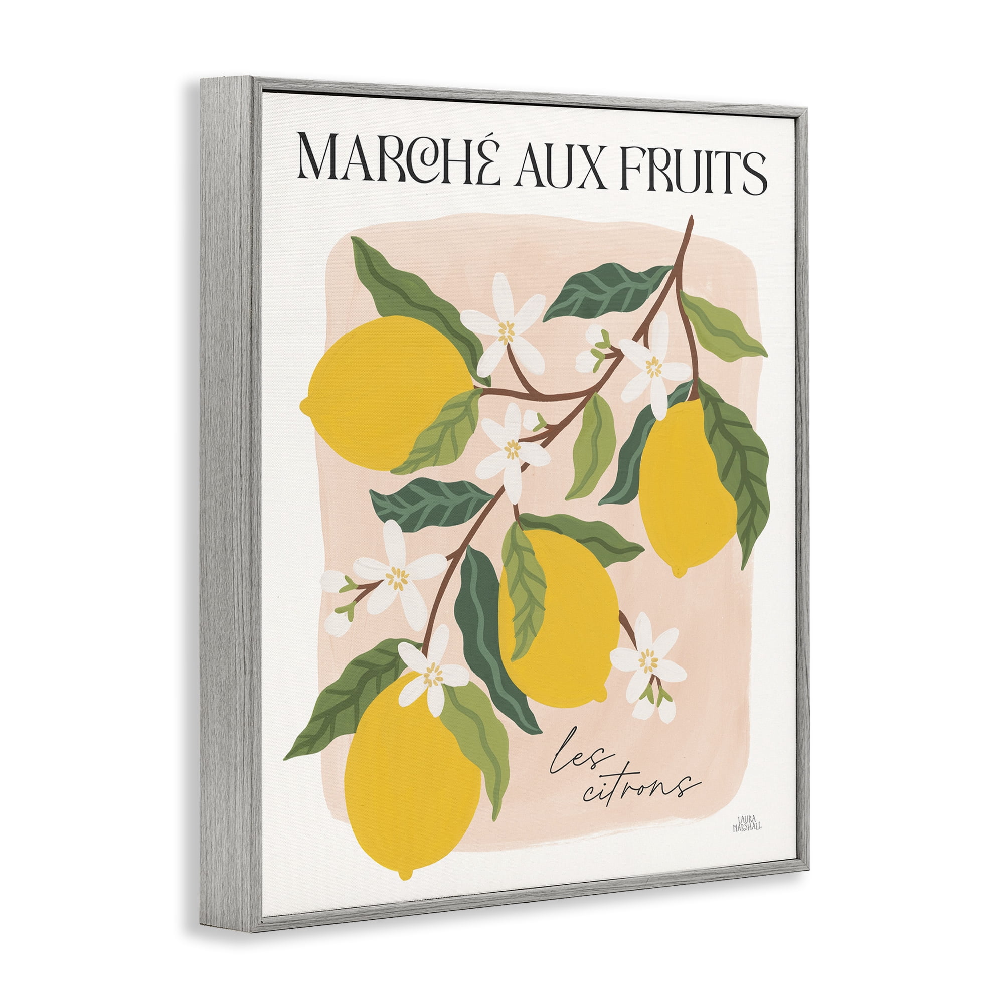 Stupell Industries Marche Aux Lemons Food & Beverage Painting Gray Framed Art Print Wall Art, 11 x 14