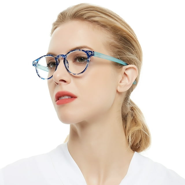 OCCI CHIARI Lightweight Designer Acetate Frame Stylish Reading Glasses for Women with Acrylic Clear Lens (Purplish Blue,1.00)
