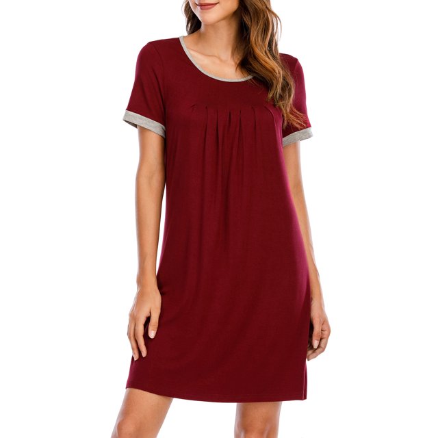 Vestido de tumbona para mujer, camisones sueltos de manga corta, pijamas para descansar Romacci Vestido