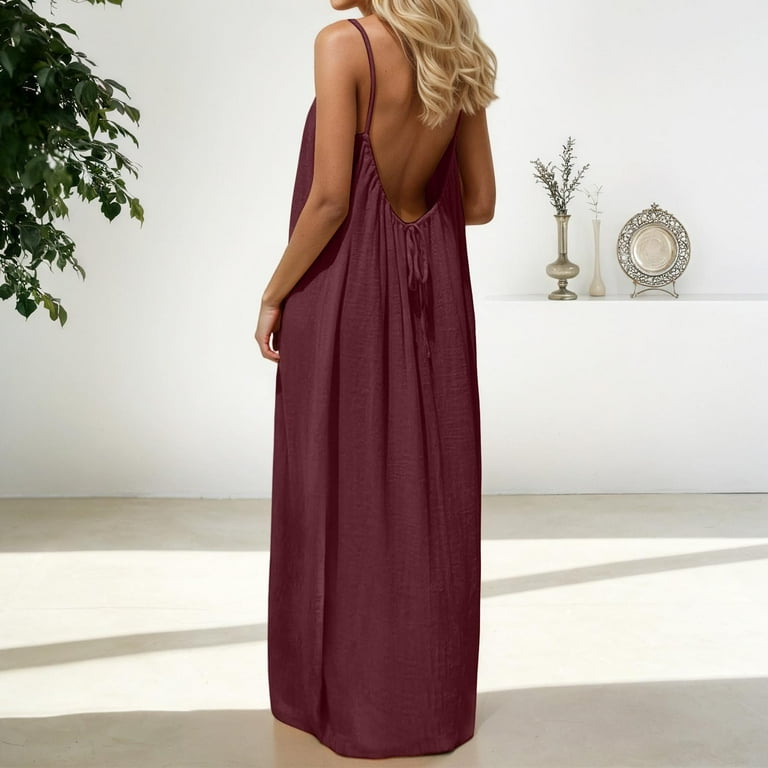 strapless open back dress Darsih Cami Maxi Dress Red Grunge Floral Flock main image 0