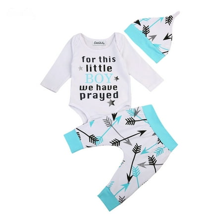 

Opperiaya 3Pcs Little Boy Romper Long Pants Hat Outfits Clothes