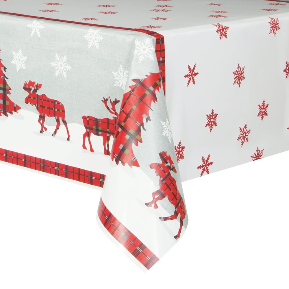 Rustic Plaid Christmas Plastic Party Tablecloth, 84 x 54in Walmart