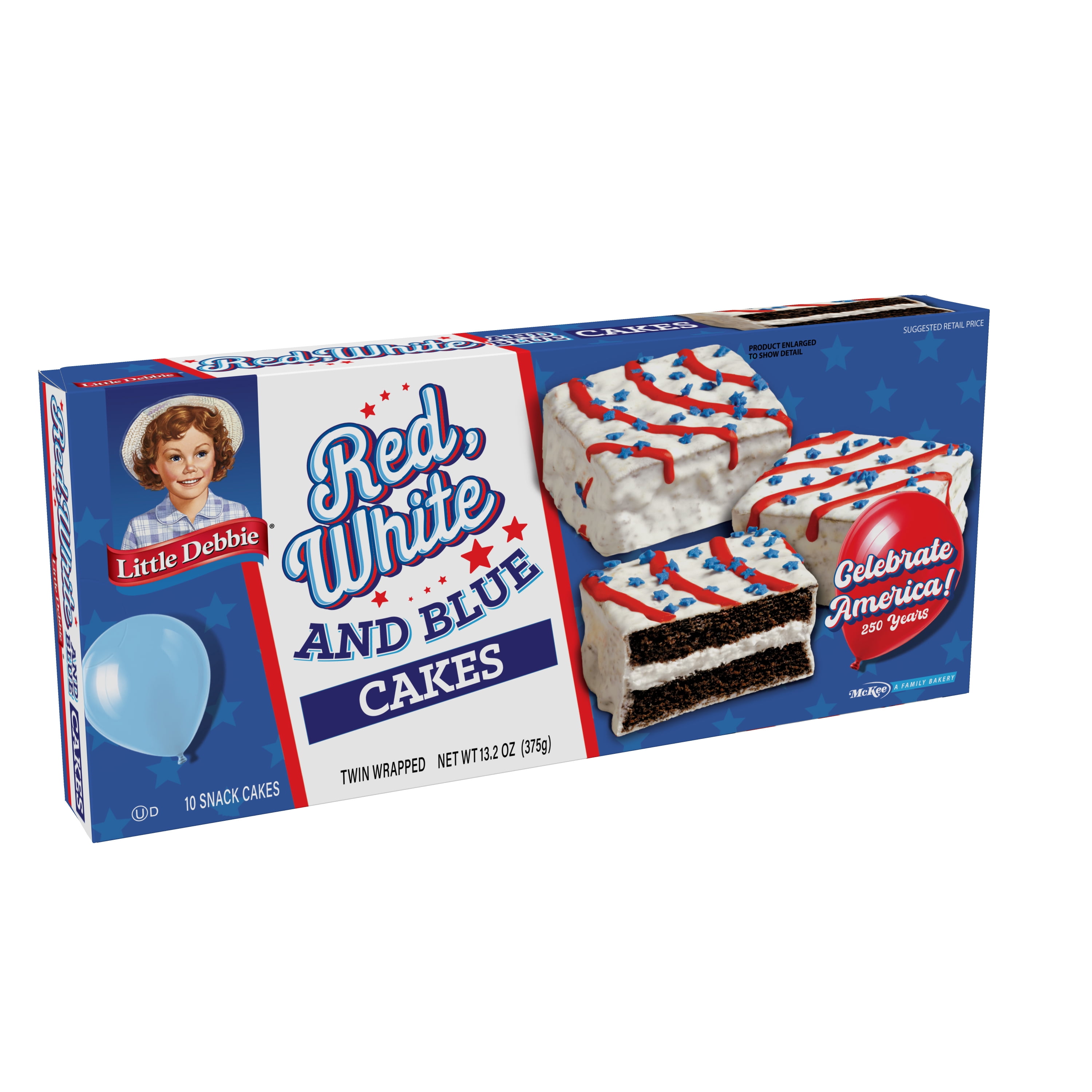 Little Debbie Red, White, & Blue Chocolate Cakes, 13.2 oz (10 count)