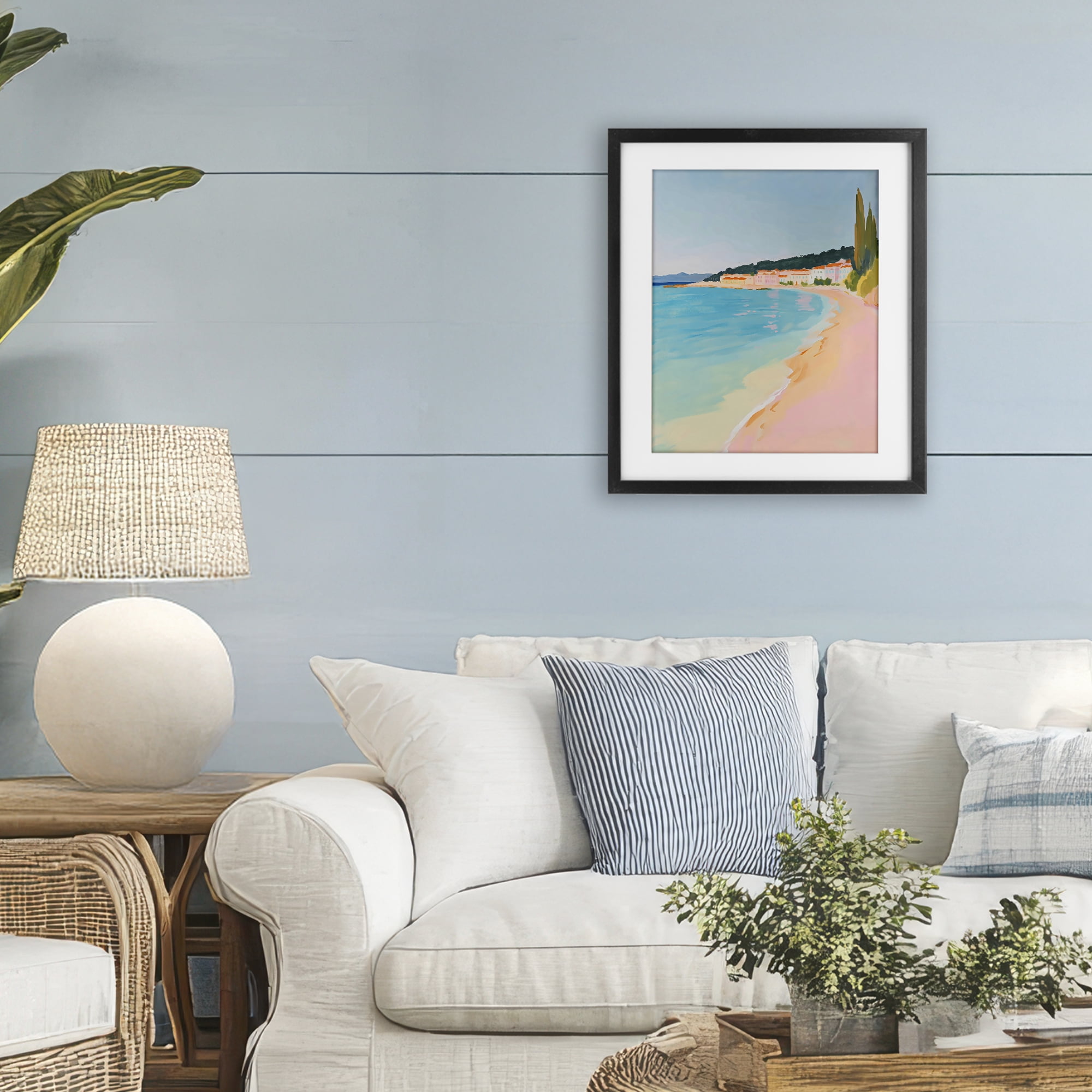 Stupell Industries Abstract Village By The Sea Black Framed Print Under Glass, design by The Prints Vibe