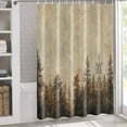 thumbnail image 3 of Waterproof Shower Curtain - Vintage Forest Tree Texture Bathroom Curtains with Hooks,Nature Scenery Painting Bathtub Curtain for Shower Stall,72x72 Inch, 3 of 6