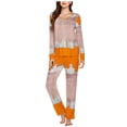 thumbnail image 2 of Women's Pajama Set Soft Long Sleeve Sleepwear Loungewear Pjs Sets with Pockets Orange M, 2 of 5