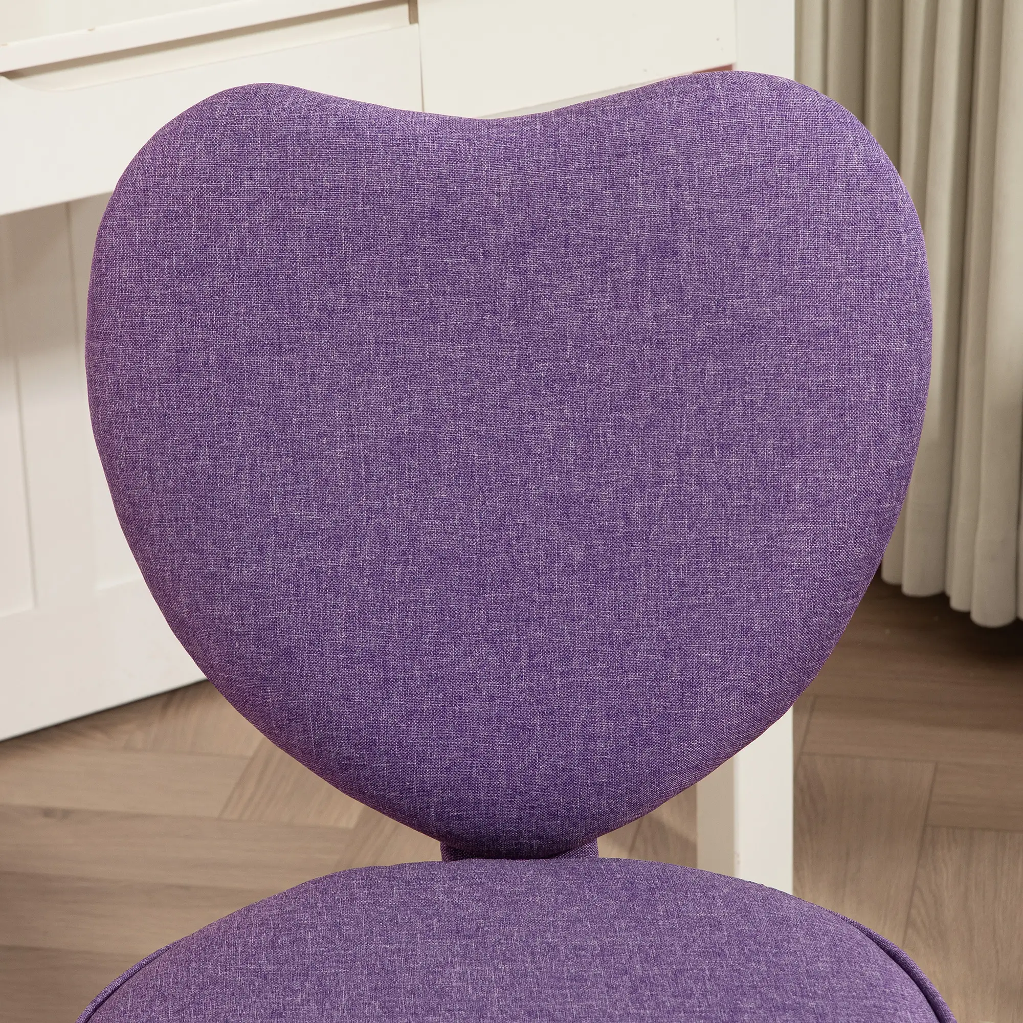 Full Size Fabric Accent Chairs, Heart Love Shaped Back Design Office Chair, Purple Accent Chairs,Fabric,Steel Modern Accent Chairs, Furniture Primary Living Space Chairs & Accent Seating